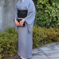 色喪服】色無地＋黒共名古屋帯の略喪服。49日を過ぎたら半喪服でもいい